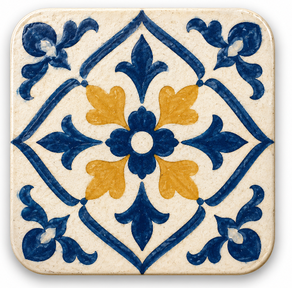 Azulejo português com flores e folhas